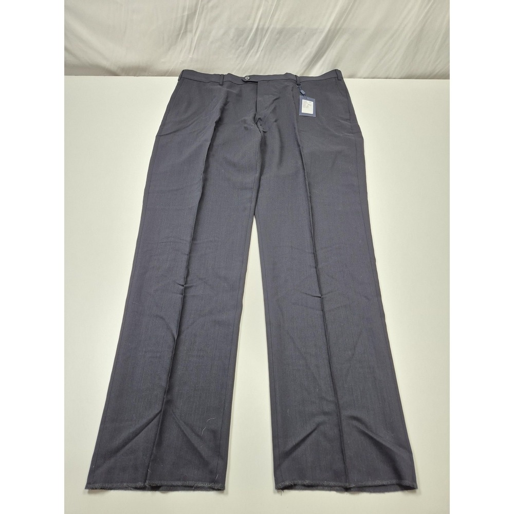 Hickey Freeman Pants Mens 44x36 Gray 100% Wool Dress Flat Front Unhemmed